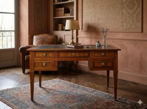 Louis XVI Mahogany Writing Desk with 5 Drawers - Restoration Included_car 3463