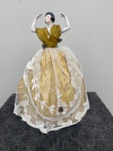 Female porcelain figurine - food cover. France.