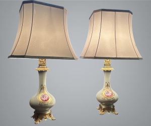 Paire de Lampes de Table en Porcelaine Céladon et Bronze Doré – XIXe siècle