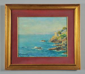Berto Ferrari, Gropallo Tower in Nervi, oil on hardboard