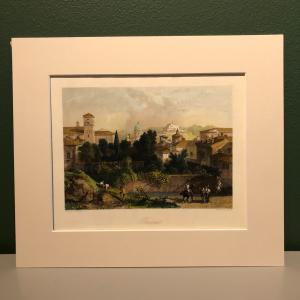 Antica stampa acquerellata di Brescia 1840 c.