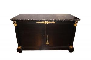 Antikes Sideboard im Empire-Stil, schwarz lackiert, aus dem Frankreich des 19. Jahrhunderts, restauriert