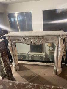 Louis XV fireplace in white Carrara marble 144 × 42x 110 height