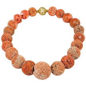 Important coral madrepora necklace with gold clasp - G/285
