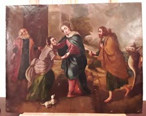 Olio su rame del XVII sec. di belle dimensioni raff. "Fuga in Egitto".