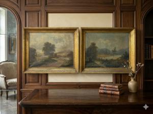 Pair of Oil on Canvas Paintings depicting Landscapes - Conservato_car 3467