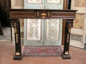 chl079 Louis XVI walnut fireplace with gold decorations, dimensions: cm l 149 x h 120 x d 20