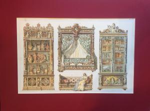 Ornamenti per scenografie teatrali con passepartout - Stampa XX secolo da incisione D.Conte del XIX secolo 