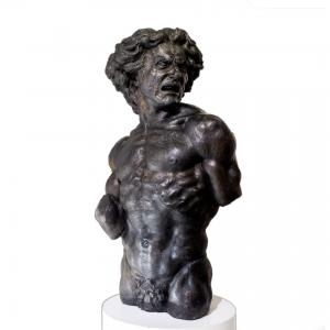 Scultura in bronzo, di Francesco Barbera detto Sandrún,"Beethoven", Epoca '900, Bronze sculpture, by Francesco Barbera known as Sandrún, "Beethoven," 1900s era