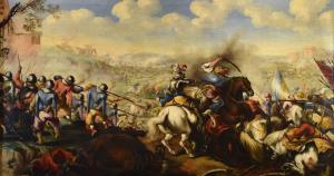 Battaglia tra cavallerie cristiana e turca, Marzio Masturzo (Attivo a Napoli e a Roma nella seconda metà del XVII secolo) attribuibile