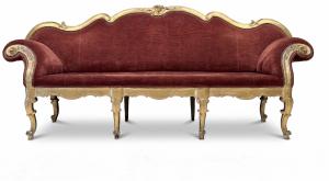 Gilt wood carved settee with wings, Lombardy, 18th century