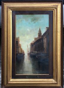 Ölgemälde auf Leinwand, das Hamburg darstellt. Titel: Klassizismus.