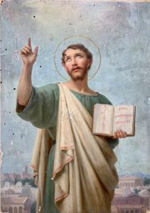 Öl auf Holz, das den Heiligen Aristides darstellt