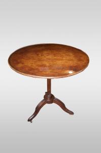 Tavolino circolare francese in noce del 1800 stile Direttorio 