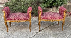 🥇Coppia di Grandi Panche Dorate Antiche Epoca 800 Italiane 🥇 *** € 899 ***