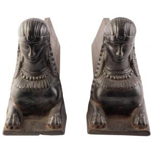 Coppia di alari antichi "sfinge" - O/4389 -