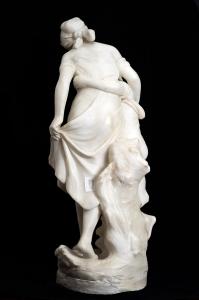 Scultura antica Napoleone III in alabastro raffigurante una scena galante. Francia XIX secolo. - Foto 5