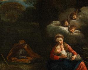 Pier Francesco Mola (Coldrerio, February 9, 1612 – Rome, May 13, 1666), workshop of, Rest on the Flight into Egypt - Foto 5
