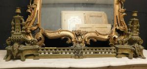  al246 - paracenere in bronzo, epoca '800, misura cm l 90 x h 30  