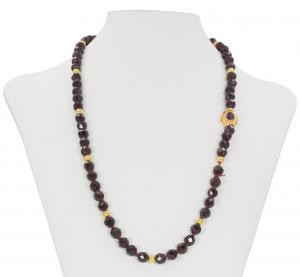 Collana di granati con susta e sfere in oro 