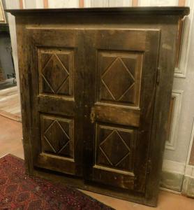walnut wall cupboard, max dimensions cm W 121 x H 130