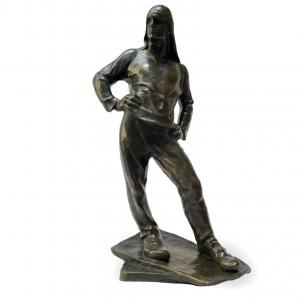 Hafenarbeiter von Antwerpen vom belgischen Künstler Meunier, Bronzefigur, 20. Jahrhundert