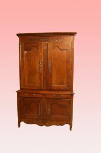 Credenza doppio corpo in ciliegio francese del 1700 stile provenzale