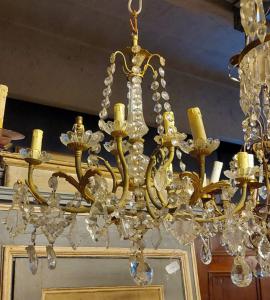 LAMP225 - Kronleuchter mit Kristallen, 20. Jahrhundert, ca. 70 x H 70 cm