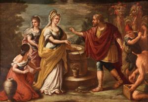 Rebecca at the well, follower of Pietro da Cortona (Cortona 1596 - Rome 1669)