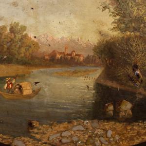 Tavolino inglese laccato e dipinto del XX secolo - Foto 6