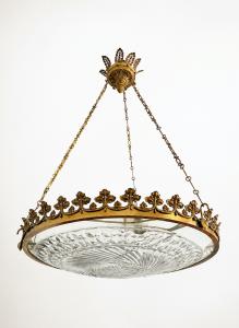 Crystal chandelier with leaves - 19th century.