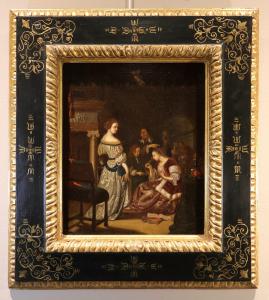 Elegante compagnia in un interno, Frans van Mieris (Leida 1635 - 1681) Bottega