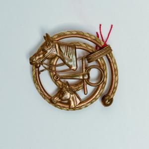 Spilla in bronzo con cavallo e due agganci per stivali - G/330 -