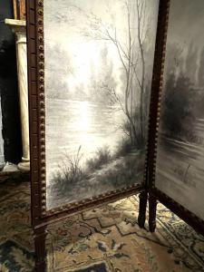 DARS724 - 4-panel folding screen, 19th century, linear measurements cm L 200 x H 125 - Foto 6