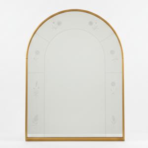Specchio ad Arco con Cornice in Ottone, Anni '50, Arched Mirror with Brass Frame, 1950s