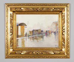 Vittorio Nattino (Genova 1890 1971) Giornata di Pioggia a Venezia, firmato in basso a destra