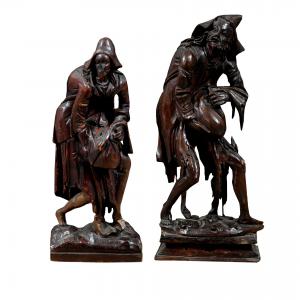 Scultore veneziano (XVIII secolo) - Due figure di pitocchi.