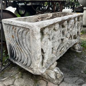 DARS712 - Fioriera in pietra scolpita, epoca '800, misure cm L 103 x H 55 x P 36