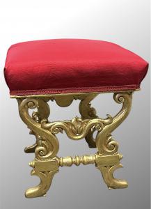 Sgabello da salotto in legno intagliato e dorato – XIX secolo