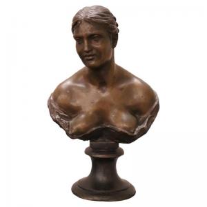 Büste einer jungen Frau, kleine Bronze, Signatur Gemito