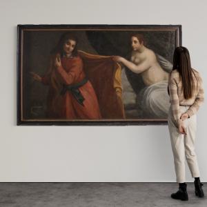 Antikes italienisches Gemälde, Joseph und Potiphars Frau, 17. Jahrhundert - Foto 5