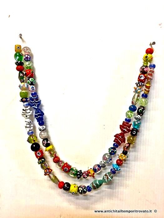 Murano glass bead necklace from the mid-20th century, lampworked