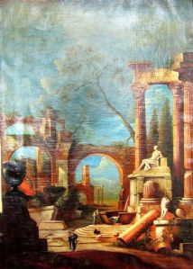 ARCHITETTURE CON ROVINE E FIGURE  NEL  PAESAGGIO  