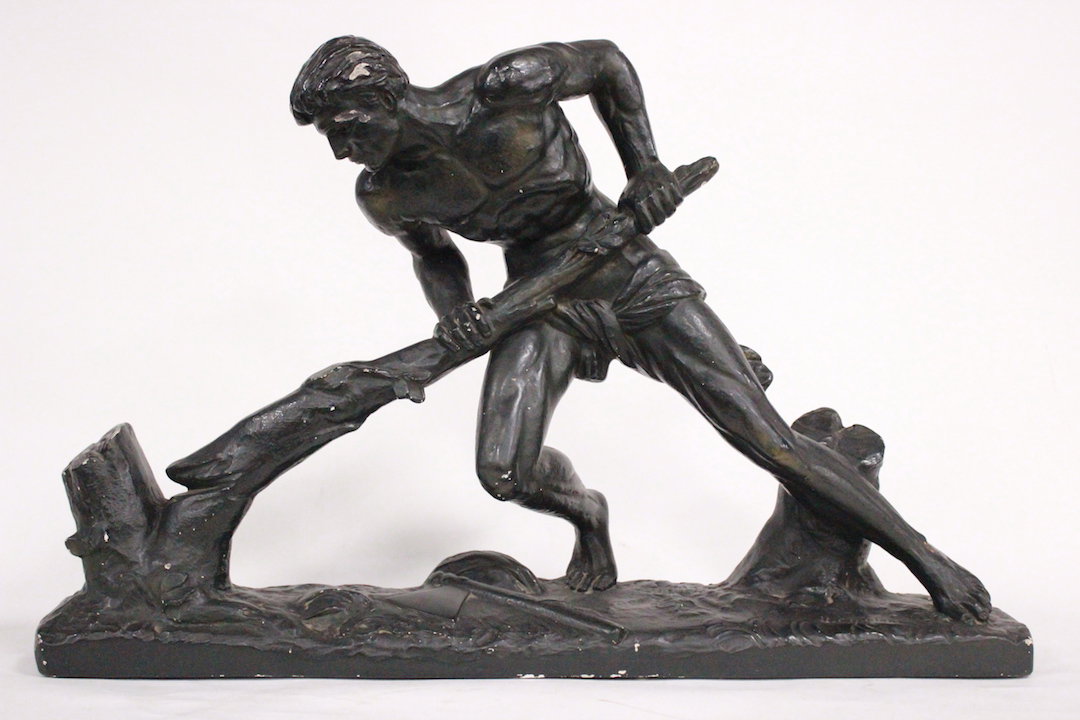 Scultura in gesso ridipinto di bracciante firmata Cipriani