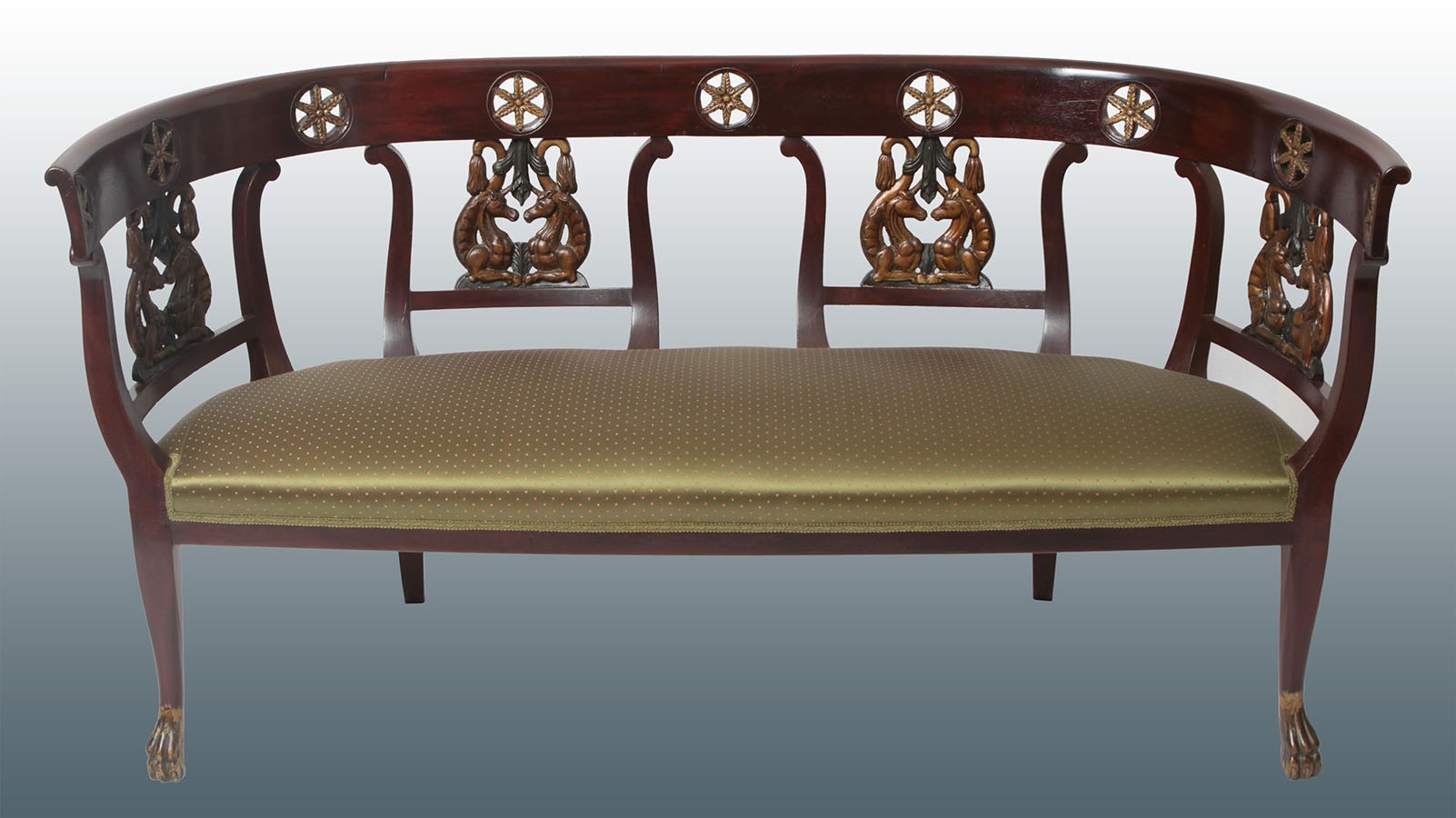 Antikes italienisches genuesisches Sofa im Empire-Stil vom frühen 19. Jahrhundert aus Mahagoniholz, restauriert und neu gepolstert