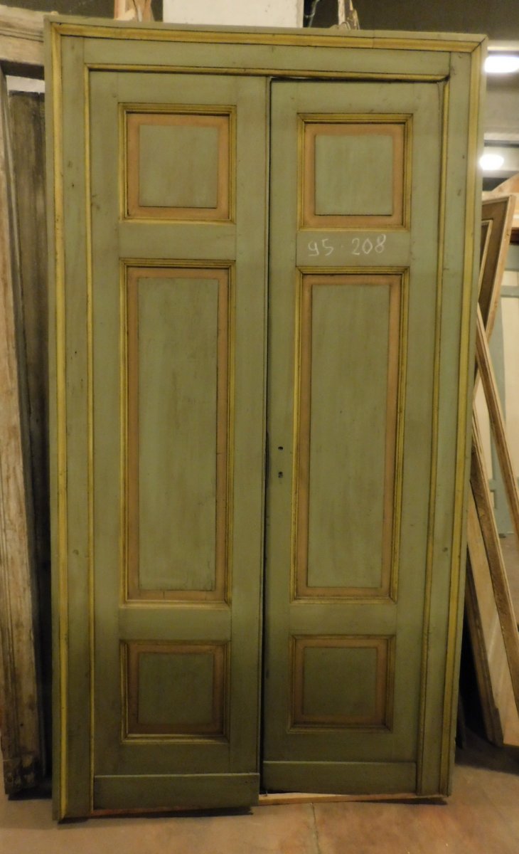 pte116 - n. 2 lacquered doors with frame, in poplar, 19th century, total size W 118 x H 220