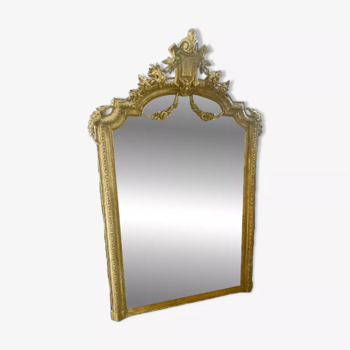 Grande specchiera in legno dorato del XIX secolo stile Napoleone III.