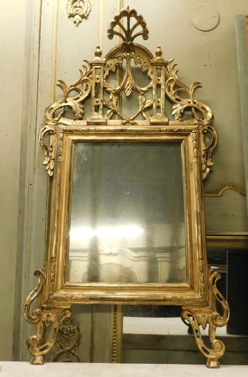 specc433 - Miroir en bois doré, époque XIXe siècle, dimensions L 80 x H 147 cm