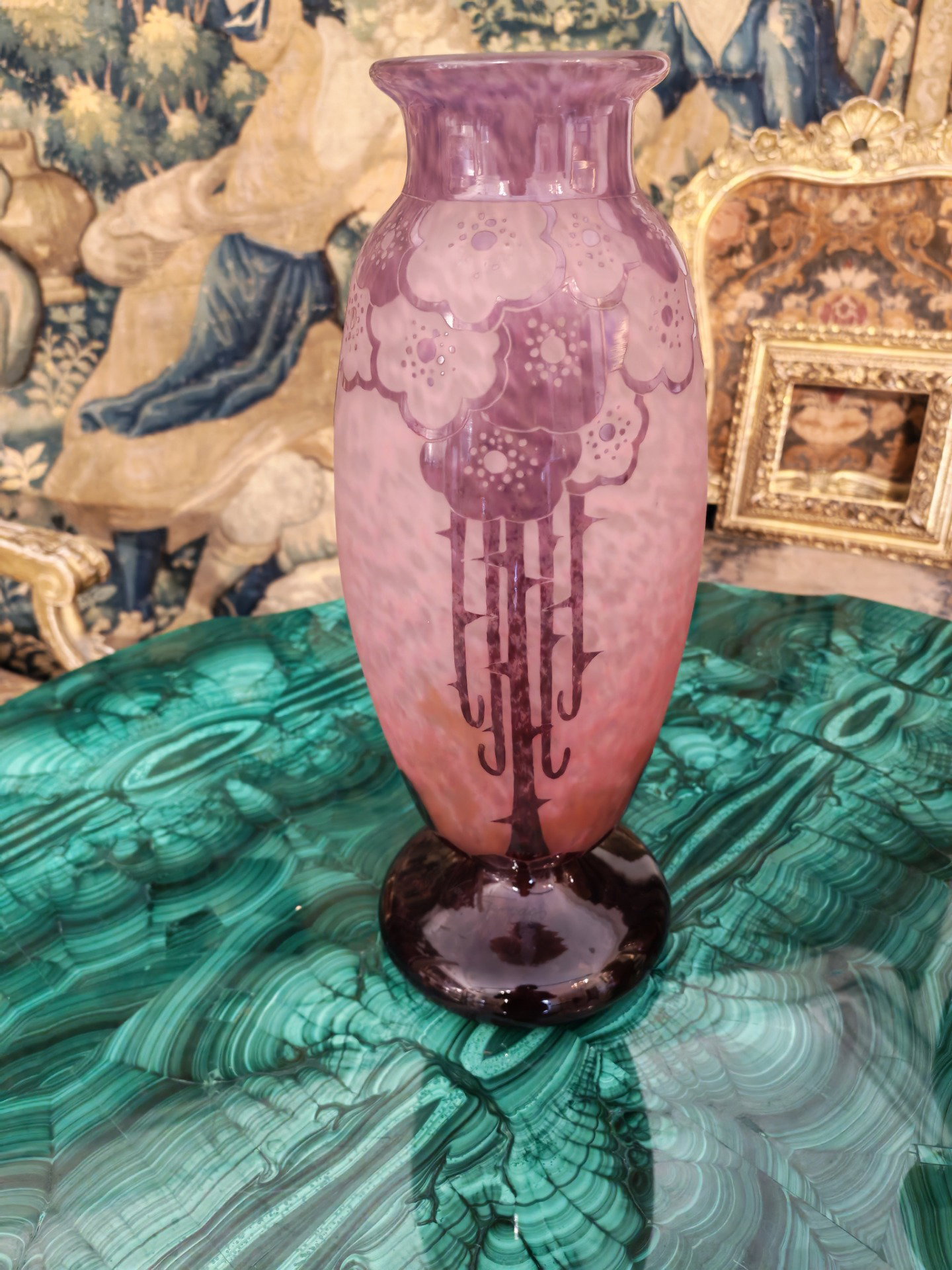 Grande vaso in vetro acidato del periodo Art Déco (1927-1928) di Schneider - Le Verre Français.