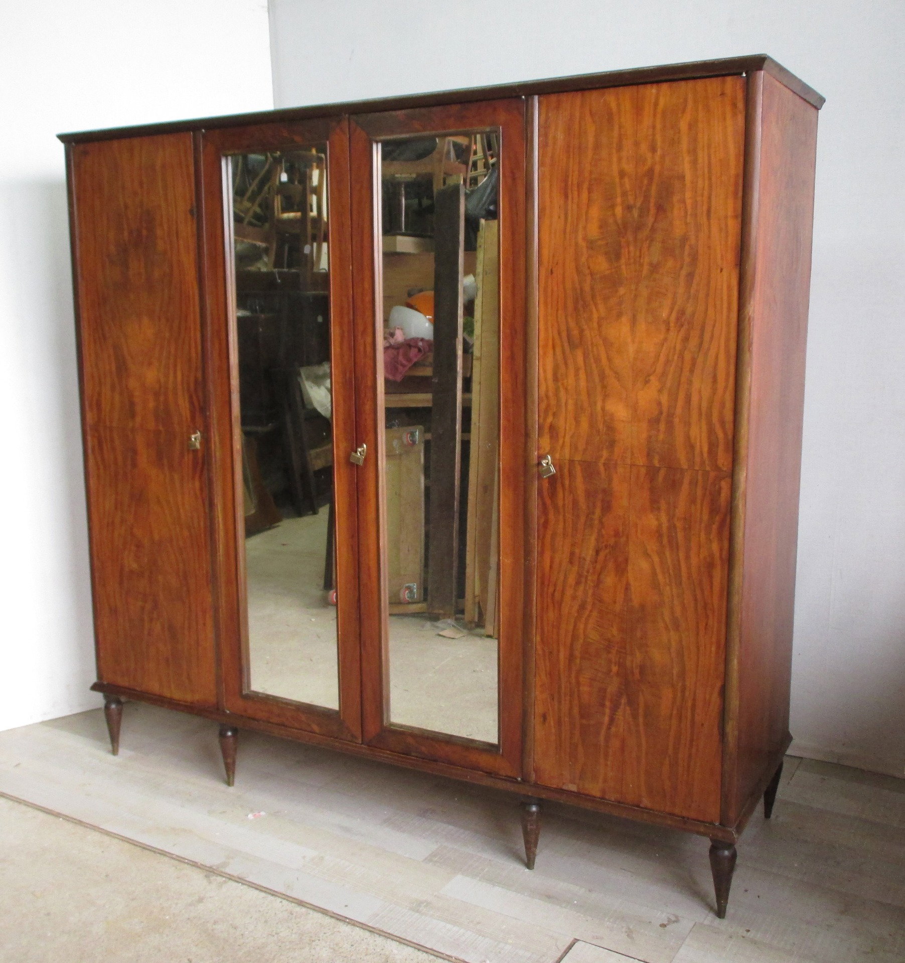 Armadio vintage quattro ante con specchio - modernariato - anni 50 60